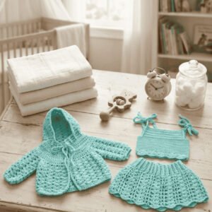 Ensemble manteau avec une capuche, jupe et haut "Julie"